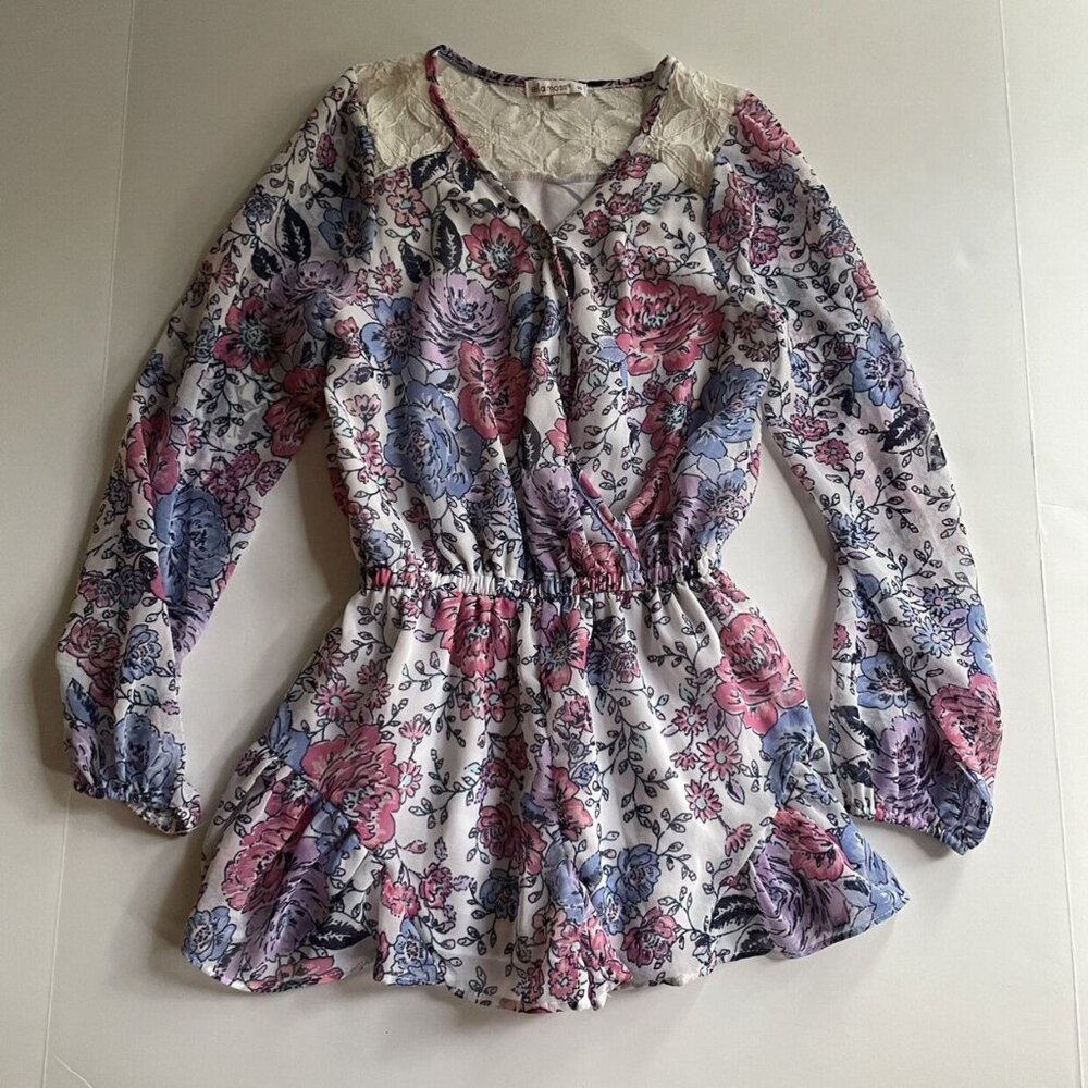 Ella Moss Crochet & Floral Print Romper